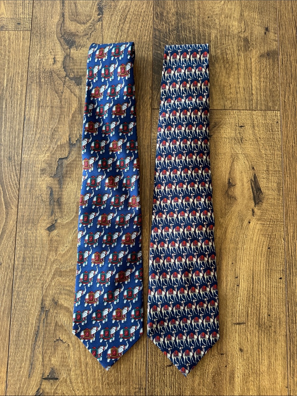 Bundle of 2 men’s ties, elephants / camels